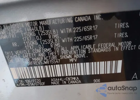 2018 Toyota Rav4 Xle from USA, damaged, VIN 2T3RFREV5JW815547